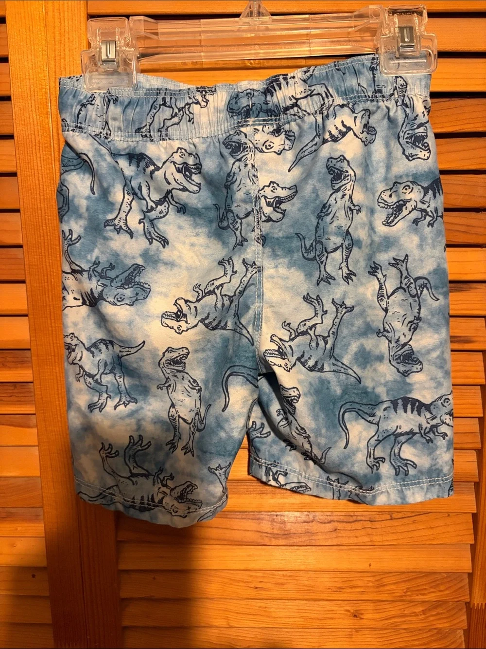 Old Navy Blue and Navy Dinosaur Print Swim Trunks